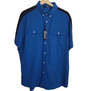 NEW Murano Slim Fit Color Block Emerald Beach Lyocell Button Down Shirt XL